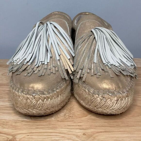 J Slides Raoul Espadrilles Pompom Accent Metallic Leather Sneaker Women’s Size 6 - Picture 3 of 15